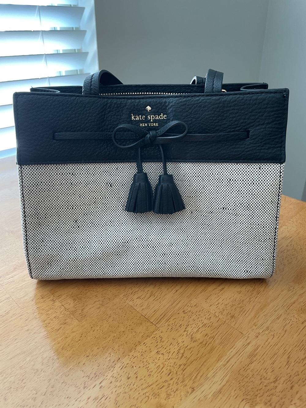 Kate Spade Black & White Tassel Tote Bag